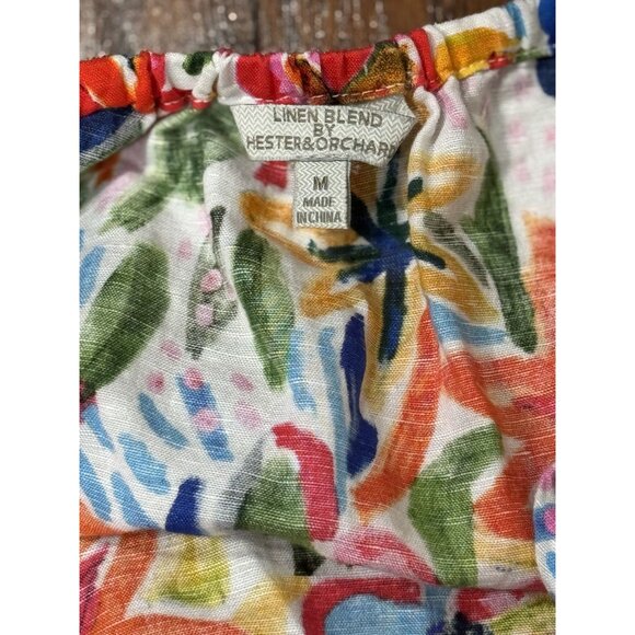 Hester & Orchard Linen Blend Size M Colorful Womens 3/4 Sleeve Shirt Cotton/Line - Picture 6 of 10